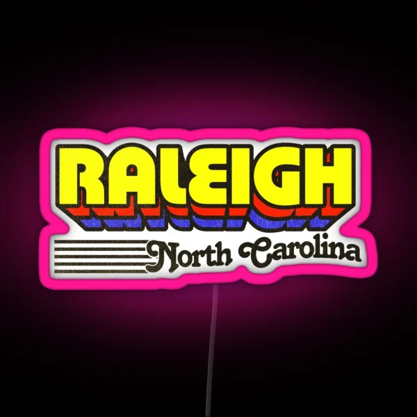 Raleigh North Carolina Retro Stripes RGB Neon Sign