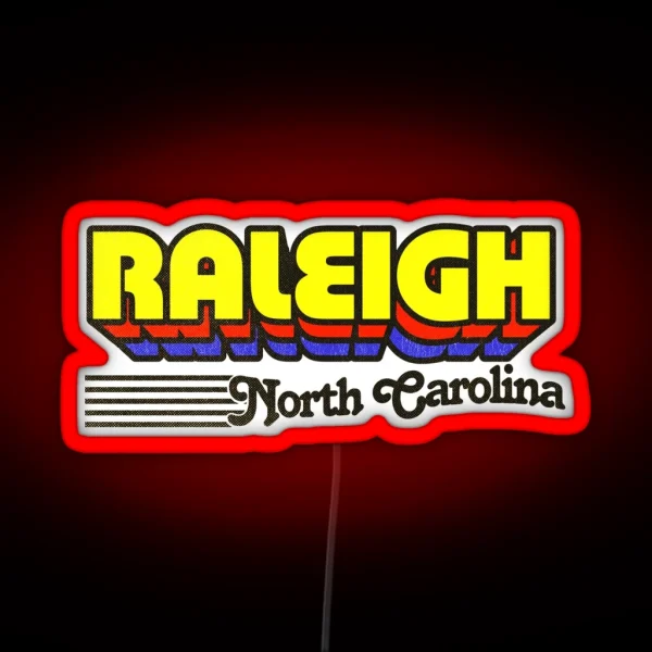 Raleigh North Carolina Retro Stripes RGB Neon Sign