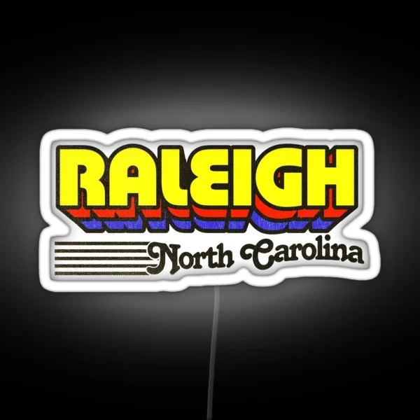Raleigh North Carolina Retro Stripes RGB Neon Sign