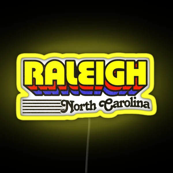 Raleigh North Carolina Retro Stripes RGB Neon Sign