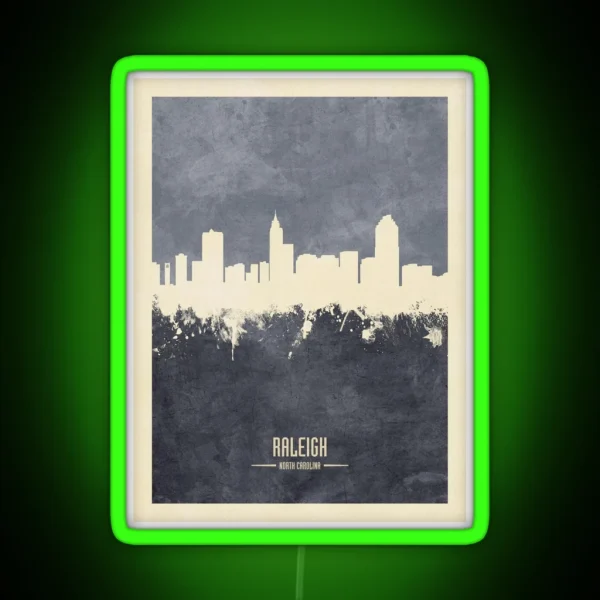 Raleigh North Carolina Skyline RGB Neon Sign