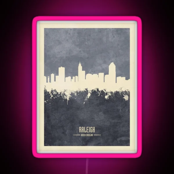 Raleigh North Carolina Skyline RGB Neon Sign