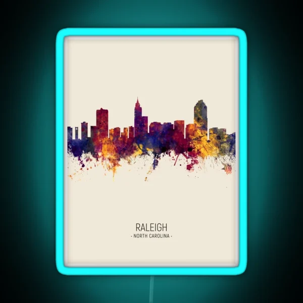 Raleigh North Carolina Skyline RGB Neon Sign