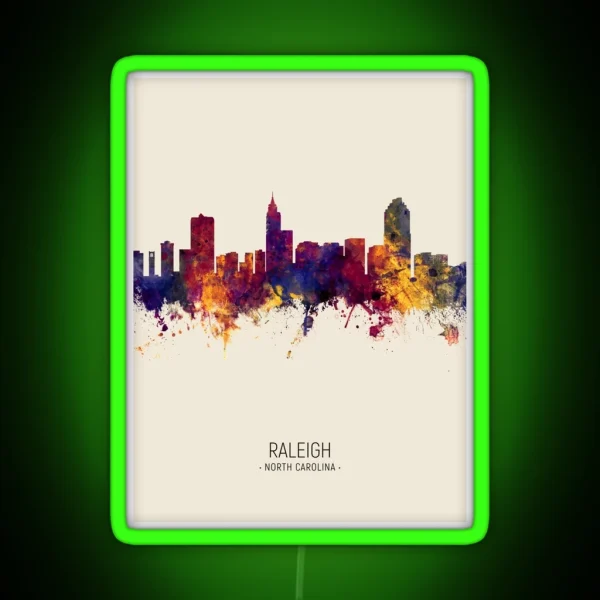 Raleigh North Carolina Skyline RGB Neon Sign