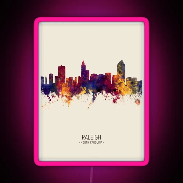 Raleigh North Carolina Skyline RGB Neon Sign