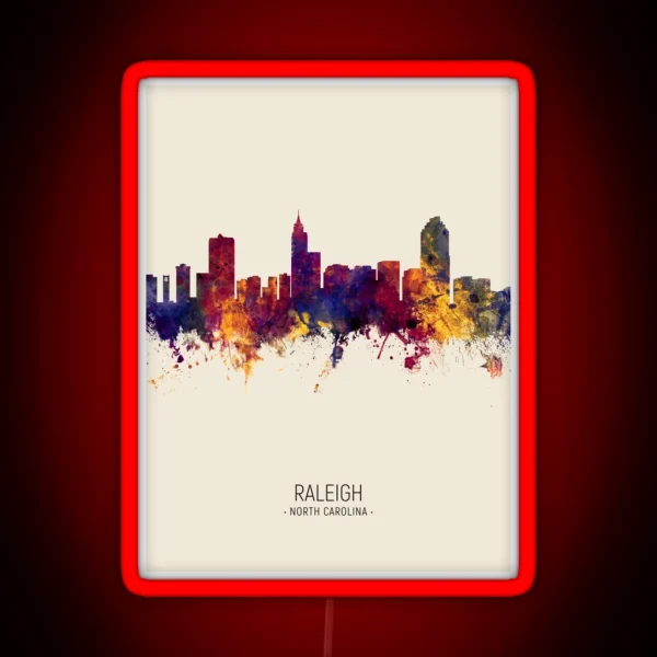 Raleigh North Carolina Skyline RGB Neon Sign