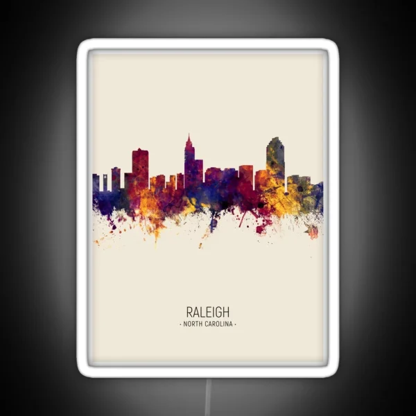 Raleigh North Carolina Skyline RGB Neon Sign