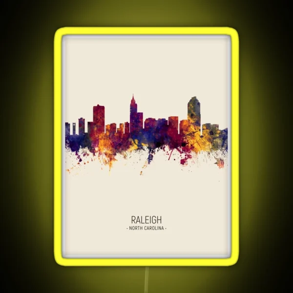 Raleigh North Carolina Skyline RGB Neon Sign