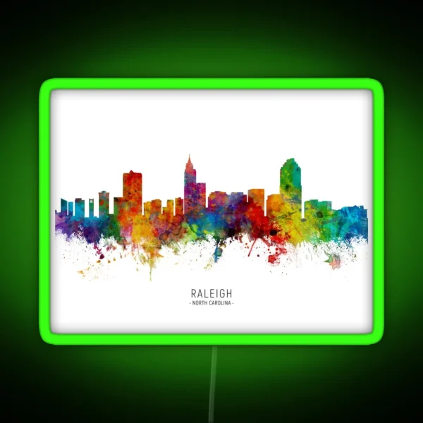 Raleigh North Carolina Skyline RGB Neon Sign
