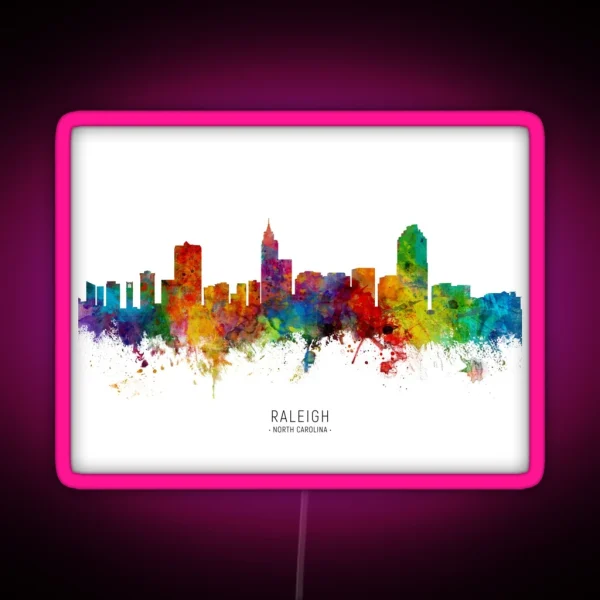 Raleigh North Carolina Skyline RGB Neon Sign