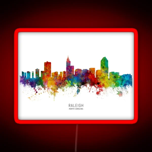Raleigh North Carolina Skyline RGB Neon Sign