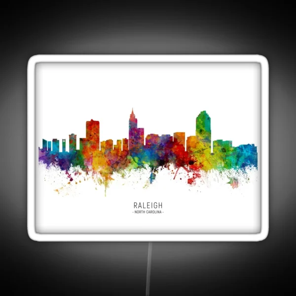 Raleigh North Carolina Skyline RGB Neon Sign