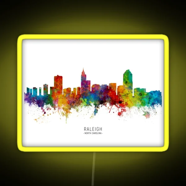 Raleigh North Carolina Skyline RGB Neon Sign