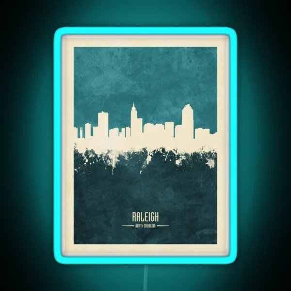Raleigh North Carolina Skyline RGB Neon Sign