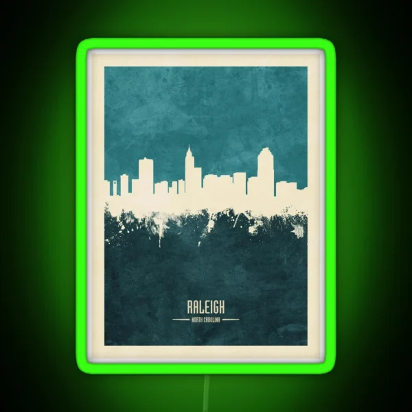 Raleigh North Carolina Skyline RGB Neon Sign