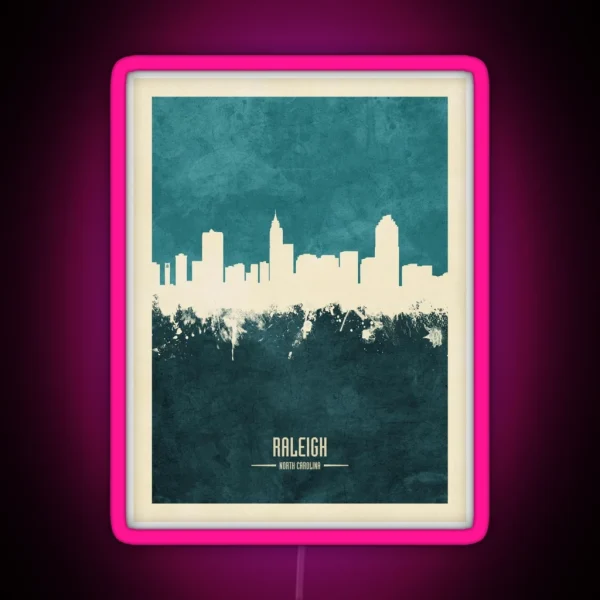 Raleigh North Carolina Skyline RGB Neon Sign