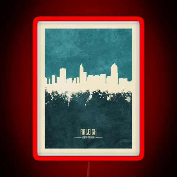 Raleigh North Carolina Skyline RGB Neon Sign