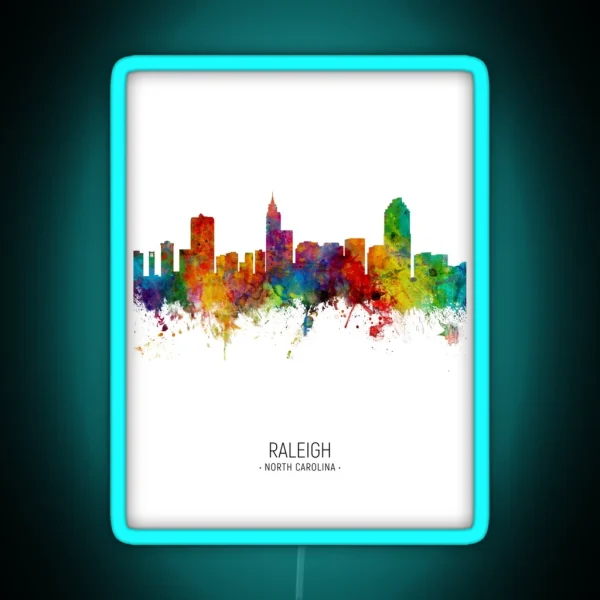 Raleigh North Carolina Skyline RGB Neon Sign