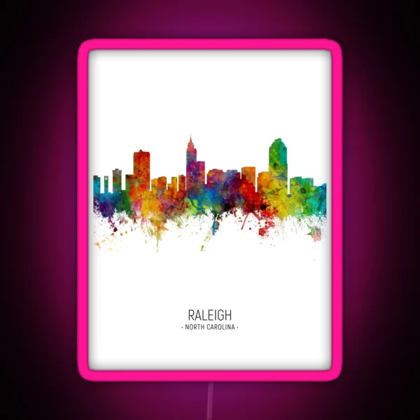 Raleigh North Carolina Skyline RGB Neon Sign