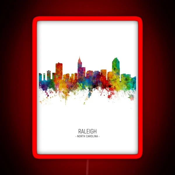 Raleigh North Carolina Skyline RGB Neon Sign