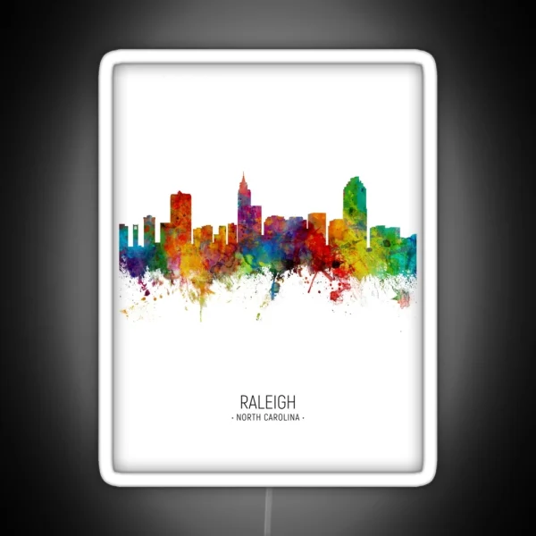 Raleigh North Carolina Skyline RGB Neon Sign