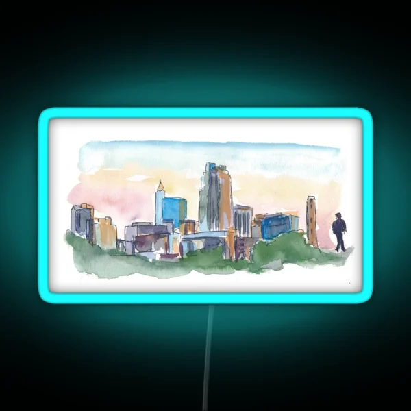 Raleigh North Carolina Sunset With Skyline RGB Neon Sign