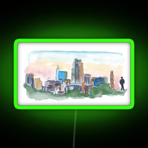 Raleigh North Carolina Sunset With Skyline RGB Neon Sign