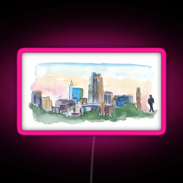 Raleigh North Carolina Sunset With Skyline RGB Neon Sign
