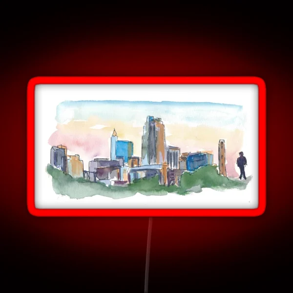 Raleigh North Carolina Sunset With Skyline RGB Neon Sign
