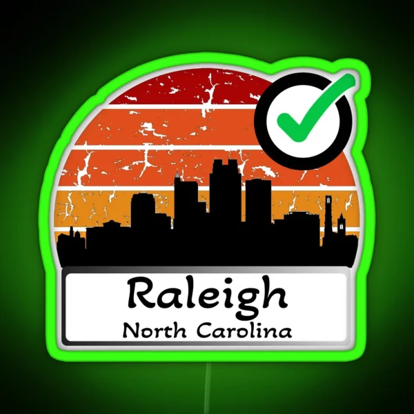 Raleigh North Carolina United States Of America Skyline Vintage RGB Neon Sign