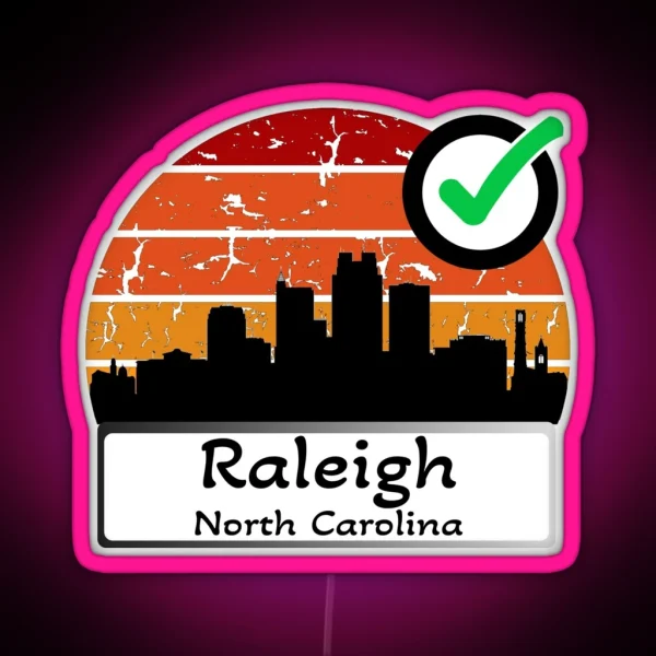 Raleigh North Carolina United States Of America Skyline Vintage RGB Neon Sign