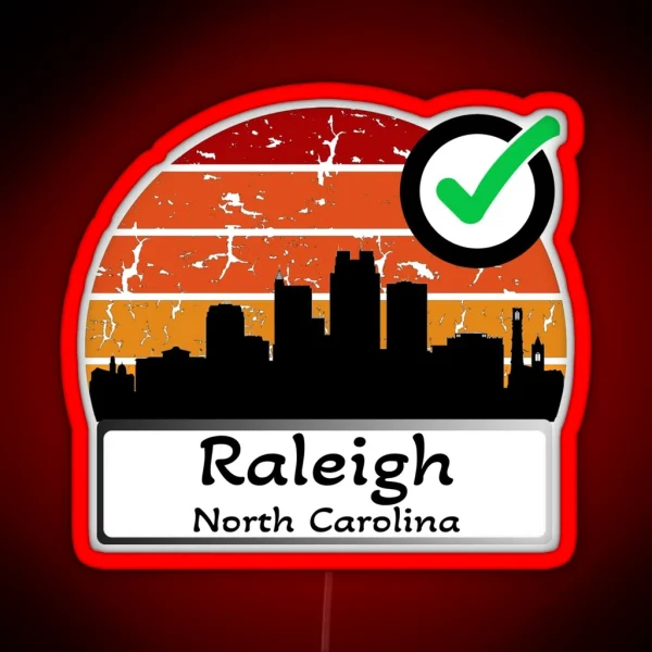 Raleigh North Carolina United States Of America Skyline Vintage RGB Neon Sign