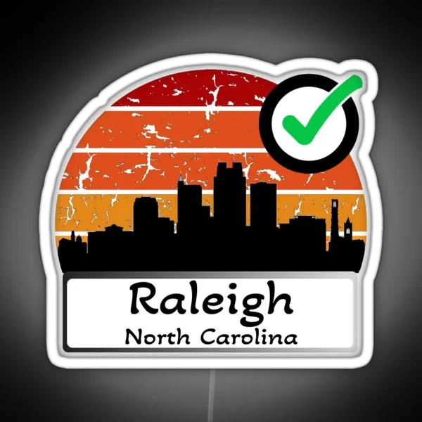 Raleigh North Carolina United States Of America Skyline Vintage RGB Neon Sign