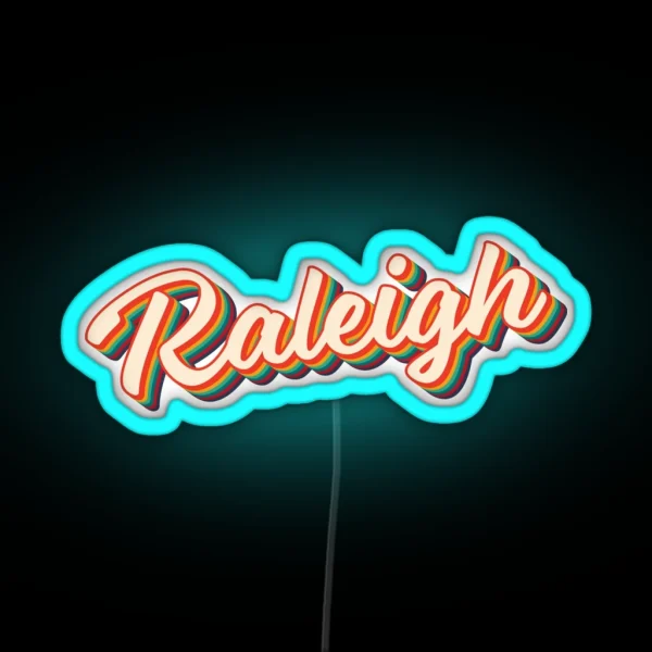 Raleigh Retro City Text RGB Neon Sign