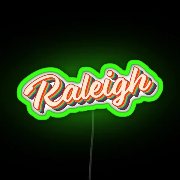 Raleigh Retro City Text RGB Neon Sign