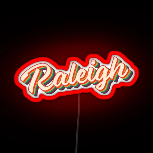 Raleigh Retro City Text RGB Neon Sign