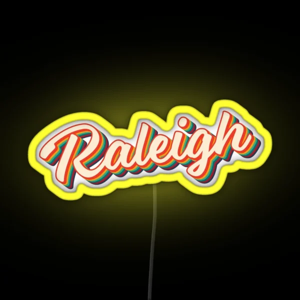 Raleigh Retro City Text RGB Neon Sign