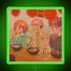 Vibrant RGB neon ramen date sign - eye-catching green graphic.