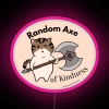Neon sign displaying 'axe of kindness' with vibrant RGB lighting effects.