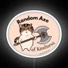 Neon sign displaying 'Axe of Kindness' in white RGB colors.