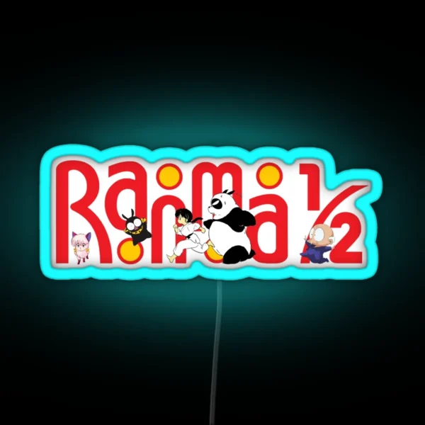 Ranma 1 2 Funny Logo Yellow Backround ORIGINAL DRAWN RGB Neon Sign