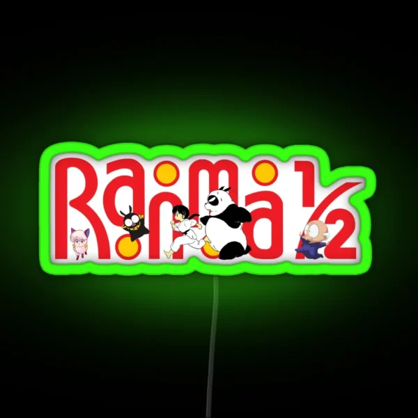 Ranma 1 2 Funny Logo Yellow Backround ORIGINAL DRAWN RGB Neon Sign