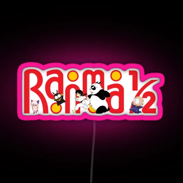Ranma 1 2 Funny Logo Yellow Backround ORIGINAL DRAWN RGB Neon Sign