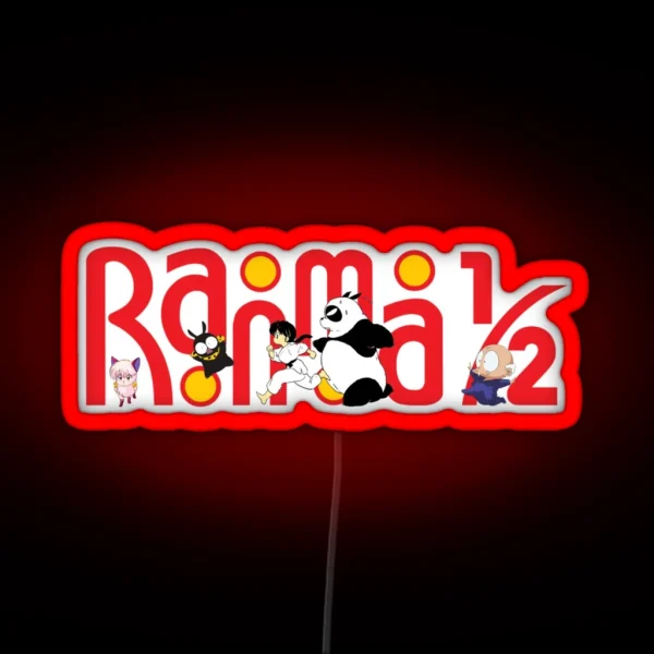 Ranma 1 2 Funny Logo Yellow Backround ORIGINAL DRAWN RGB Neon Sign