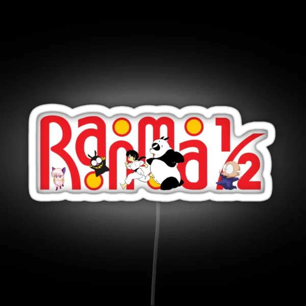 Ranma 1 2 Funny Logo Yellow Backround ORIGINAL DRAWN RGB Neon Sign