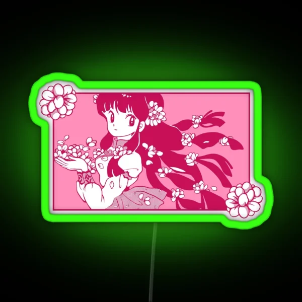 Ranma 1 2 Manga Panel Blooming Shampoo RGB Neon Sign