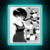 Ranma and Genma Saotome Anime Neon Sign Art from Ranma ½ Special Edition with Vibrant RGB Lighting and Blue Hues.