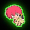 Ranma and P-chan Chibi Neon Green Sign