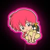 Ranma and P-chan chibi neon sign with vibrant RGB glow - Ranma 1/2 artwork.
