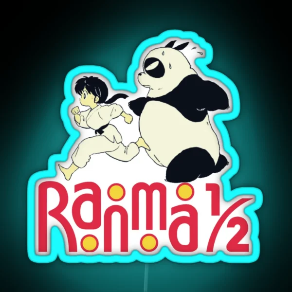 Ranma Panda Run ORIGINAL DRAWN RGB Neon Sign